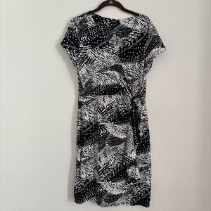 Alfani Women's Size Medium Black/White Patterned Faux Wrap Dress